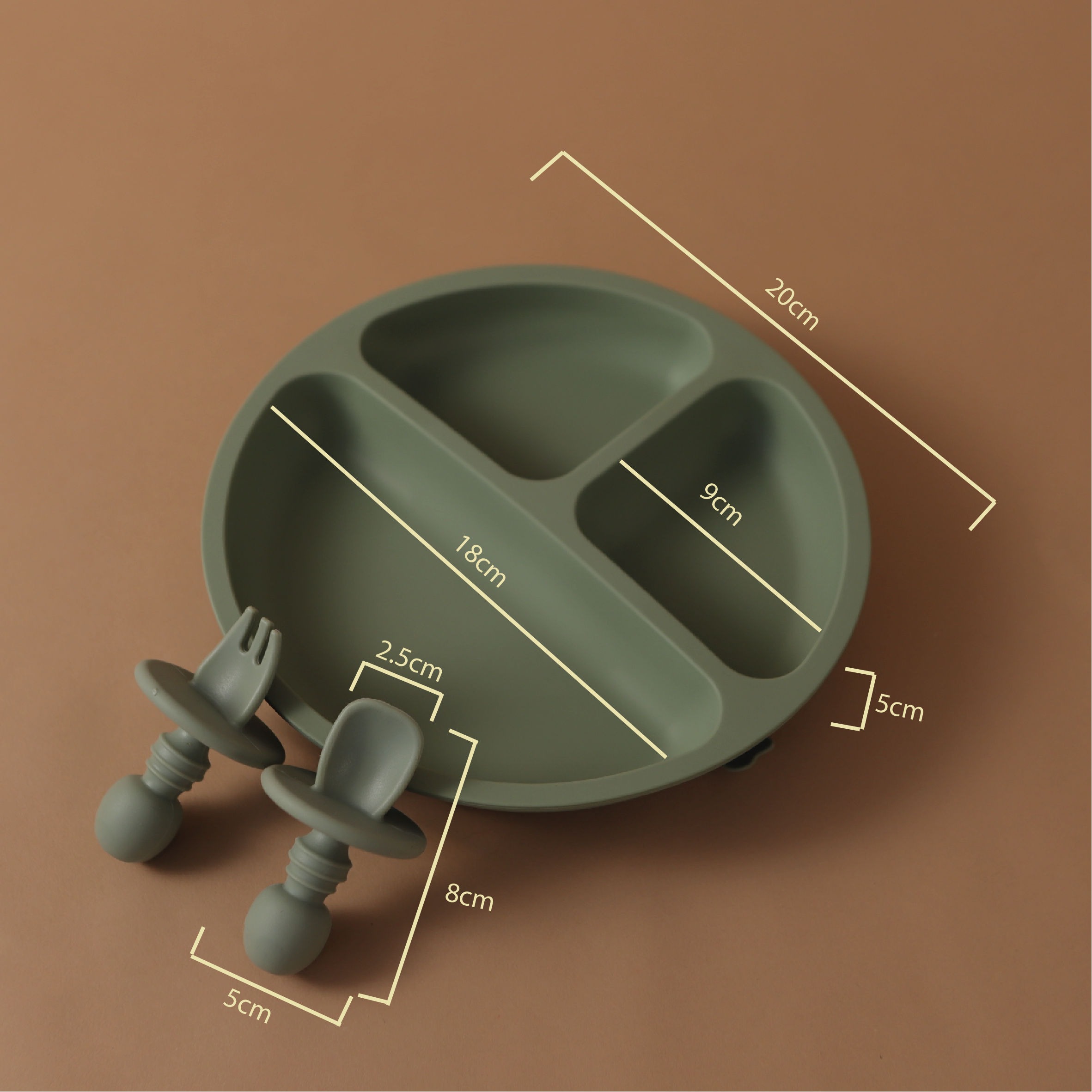 Plates | Suction Plate And Chunky Cutlery | Petrol Blue | La Romi