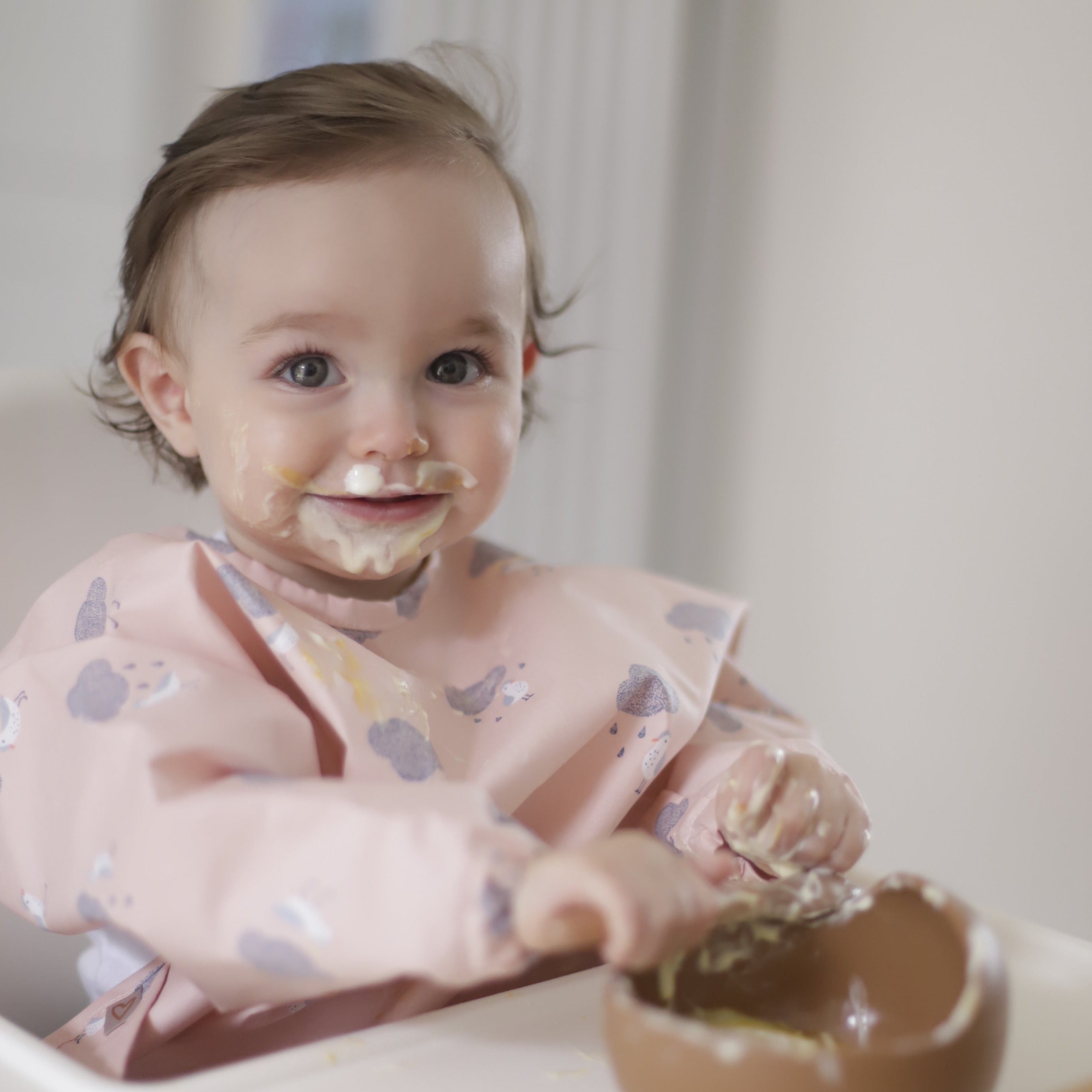 Cover-all Waterproof Bibs | Pink Clouds