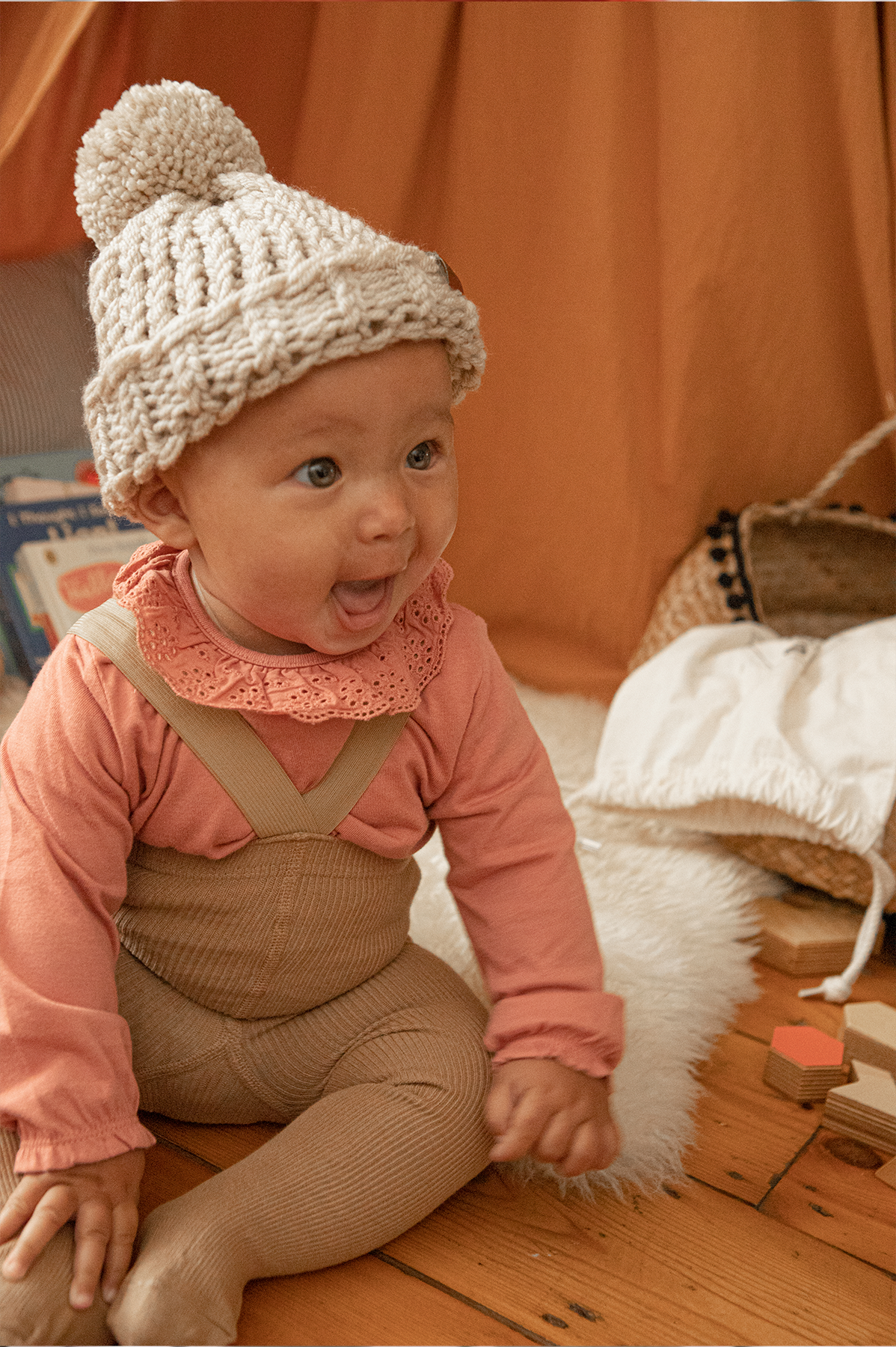 Dungaree Tights | Baby + Toddler Dungaree Tights | Vanilla | La Romi