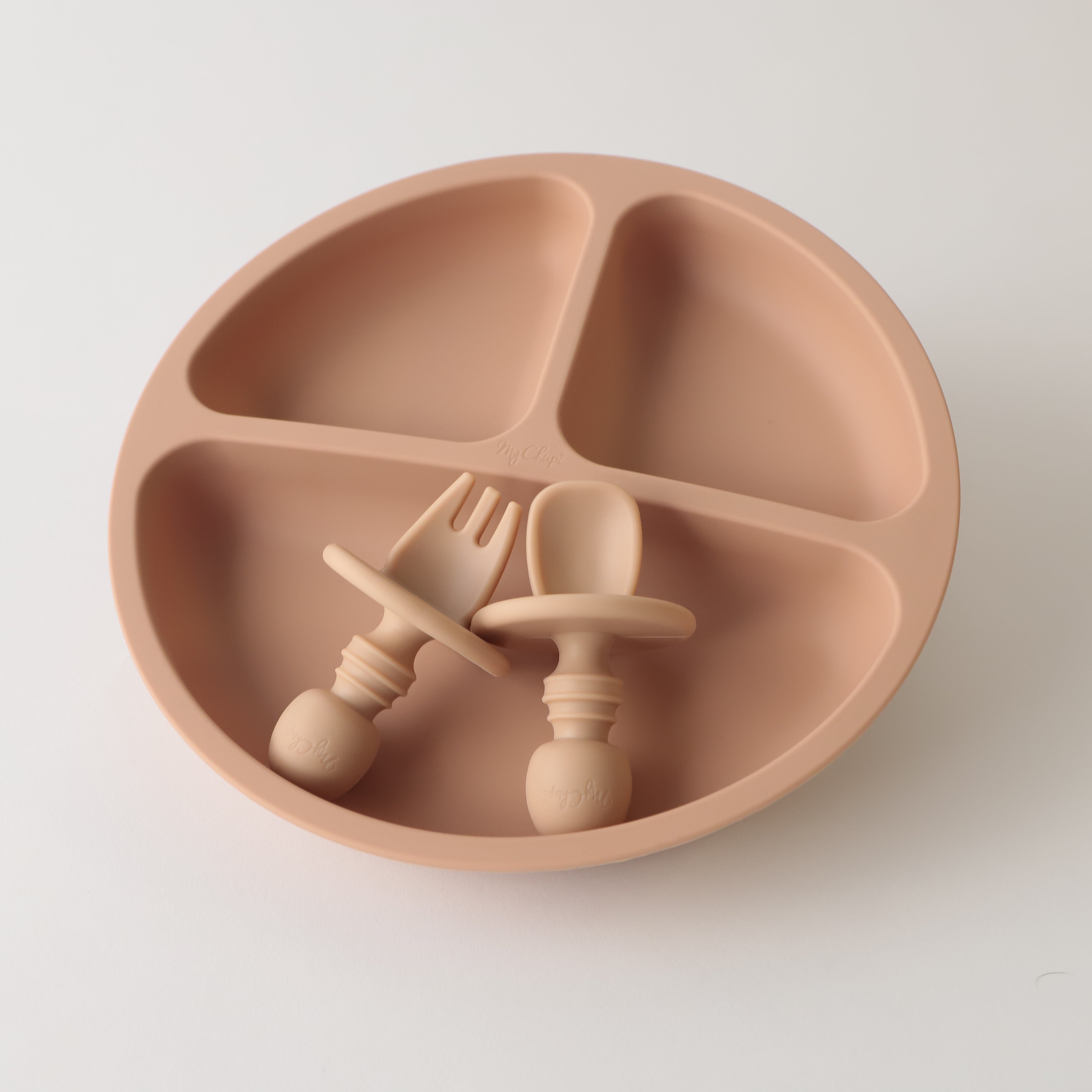 Plates | Suction Plate And Chunky Cutlery | Blush | La Romi