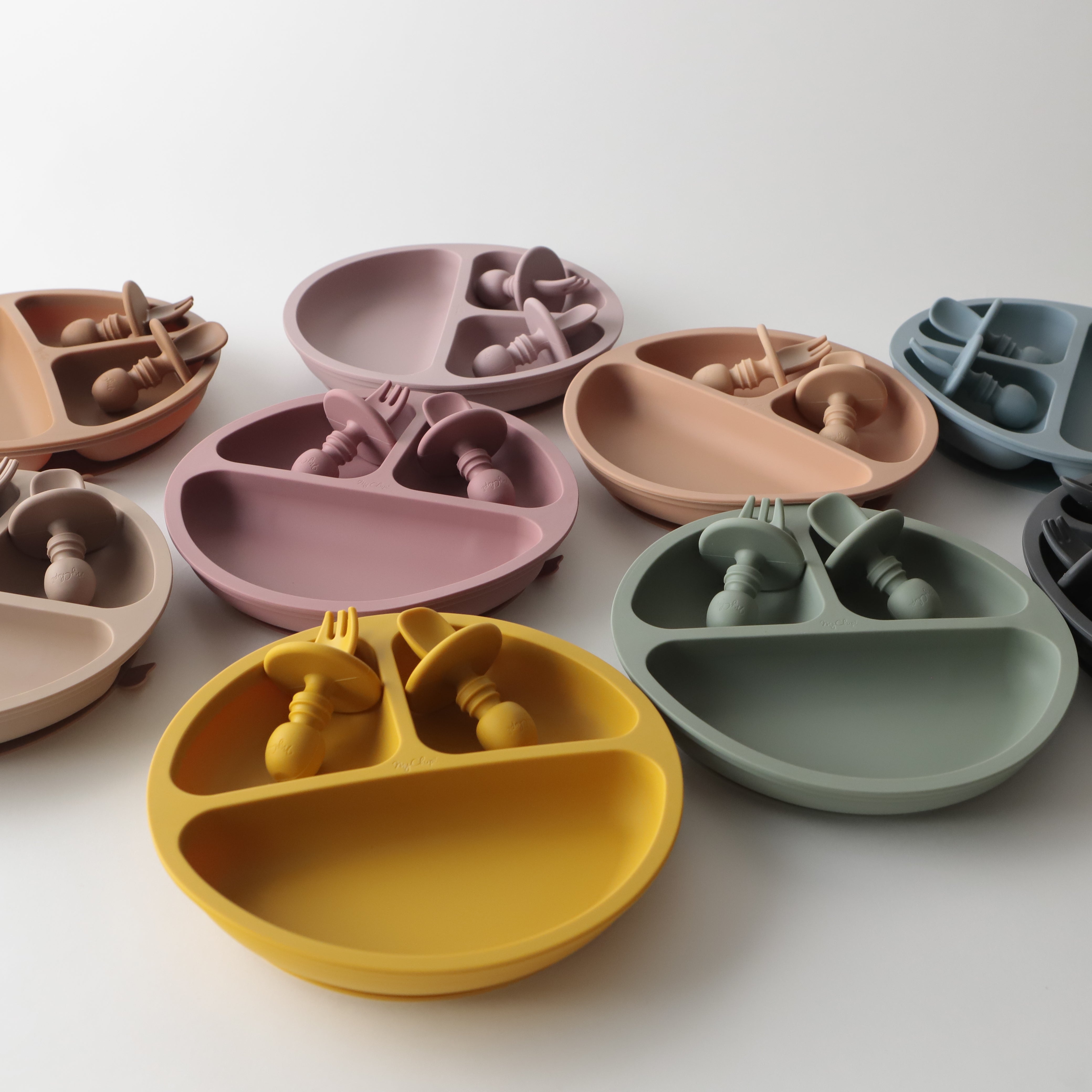 Plates | Suction Plate And Chunky Cutlery | Blush | La Romi