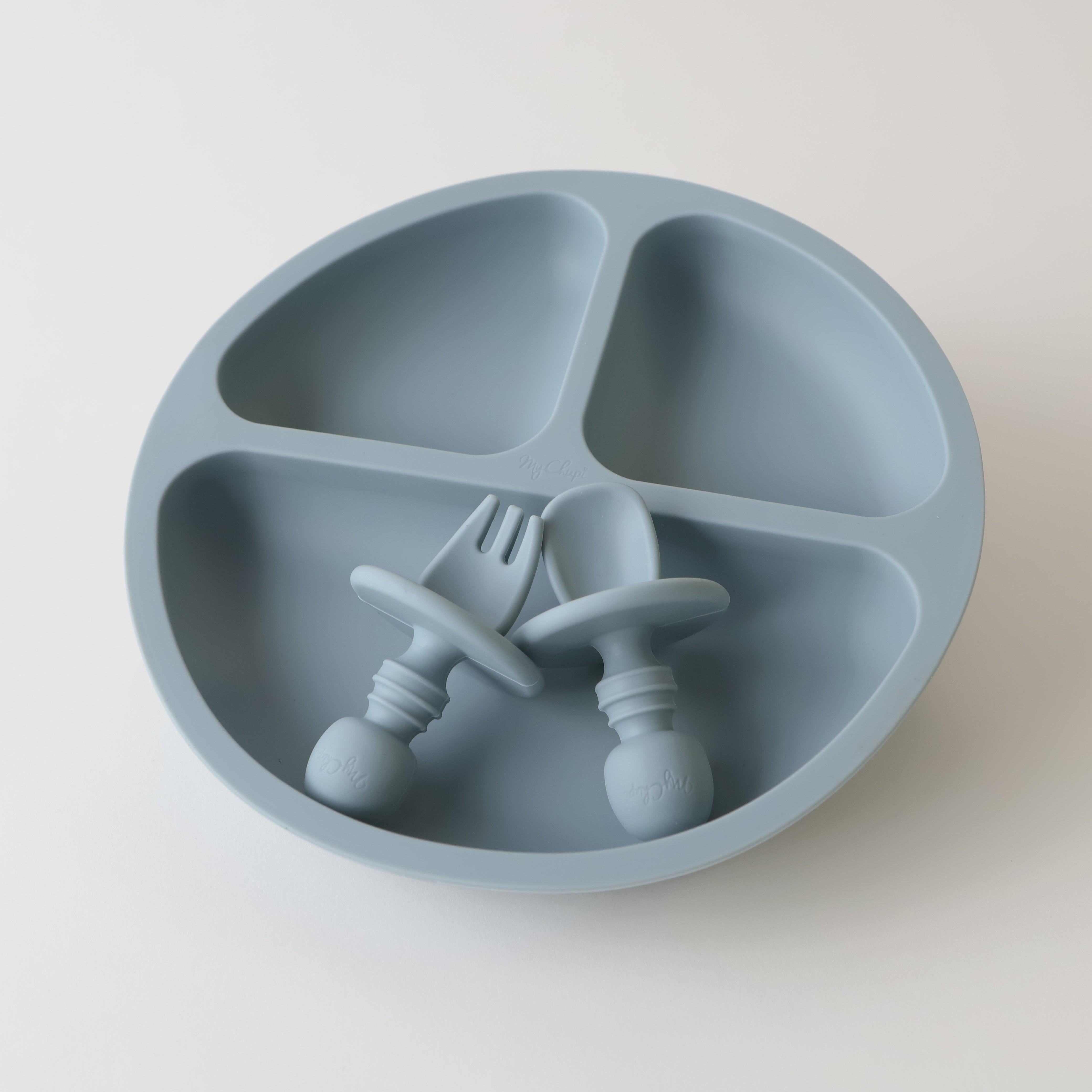 Plates | Suction Plate And Chunky Cutlery | Petrol Blue | La Romi