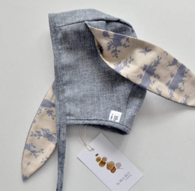 Baby Bonnet | Bunny Ear Baby Bonnets | Denim Linen | La Romi