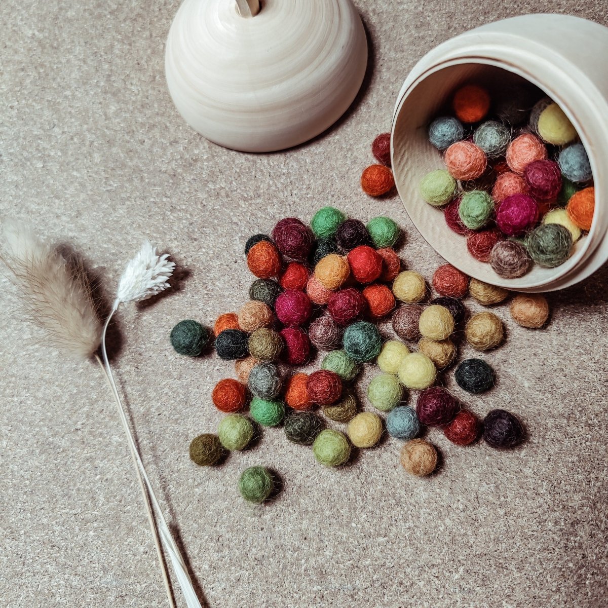 Mini felt balls in Autumnal - La Romi | Baby Fashion