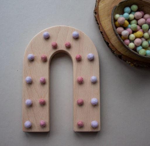 Wooden Toys | Wooden Tall Rainbow - Fine Motor Board | La Romi