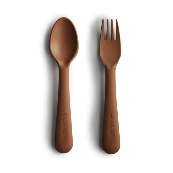 Cutlery | Mushie Cutlery | Fork + Spoon | Caramel | La Romi