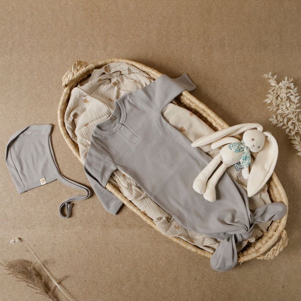 Baby Grows | Baby Sleeping Gown + Bonnet Set | Cloud | La Romi