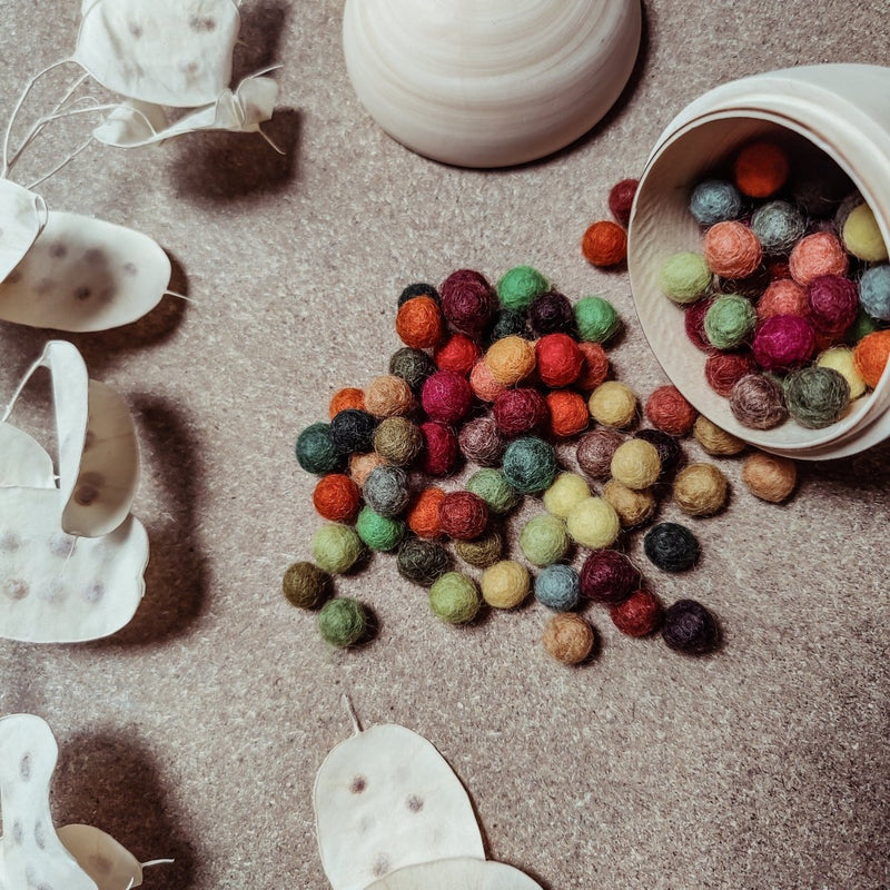 Mini felt balls in Autumnal - La Romi | Baby Fashion