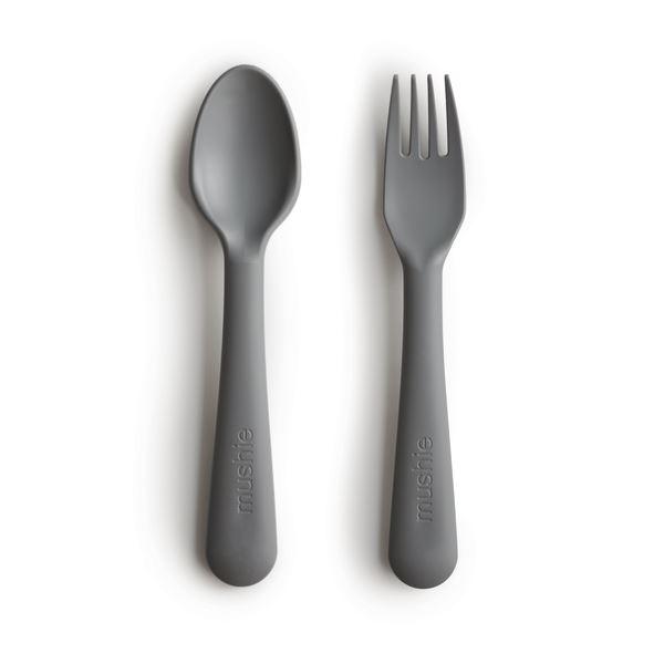 Cutlery | Mushie Cutlery | Fork + Spoon | Smoke | La Romi