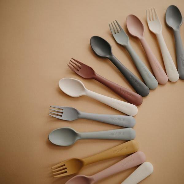 Cutlery | Mushie Cutlery | Fork + Spoon | Caramel | La Romi